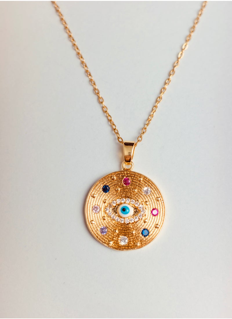 Generic - Gold-Plated Evil Eye Pendant Necklace for ladies, 18k Gold Plated necklace - Image 1