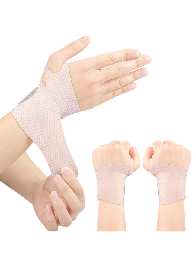 2 PCS Ultra Thin Wrist Brace for Carpal Tunnel, Elastic Wrist Wraps for Arthritis and Tendonitis, Wrist Straps Support, Pain Relief, Compression and Support for Fitness Enthusiasts (Skin Tone) - Image 1