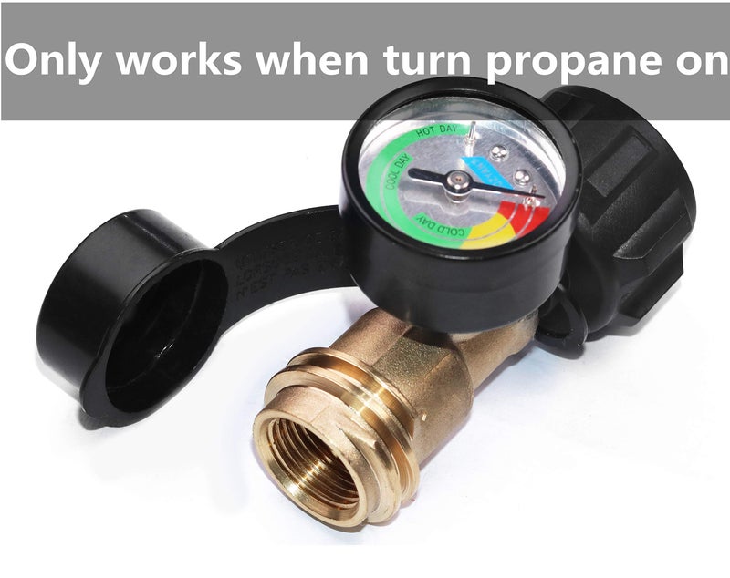 DOZYANT Propane Tank Gauge Level Indicator LP Gas Pressure Meter Color Coded Universal for Cylinder, BBQ Gas Grill, RV Camper, Heater and More Appliances - Type 1 Connection, Black - Image 3