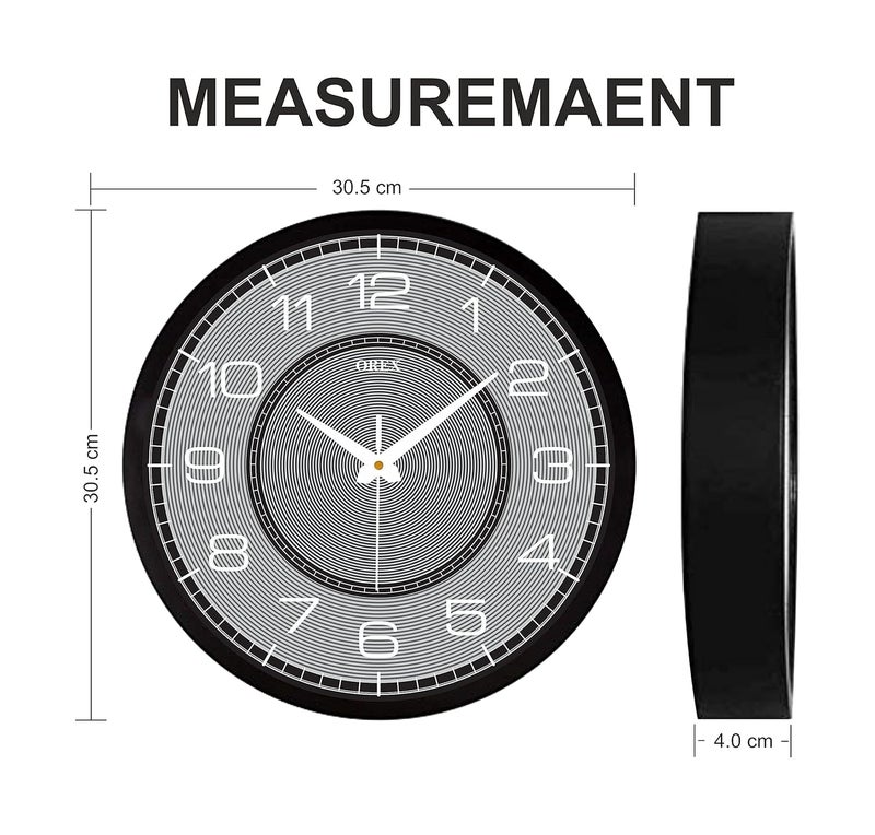 OREX Stylish Wall Clock for Home/Living Room/Bedroom/Kitchen/Office/Kids Room/Shop (Gray) - Image 3