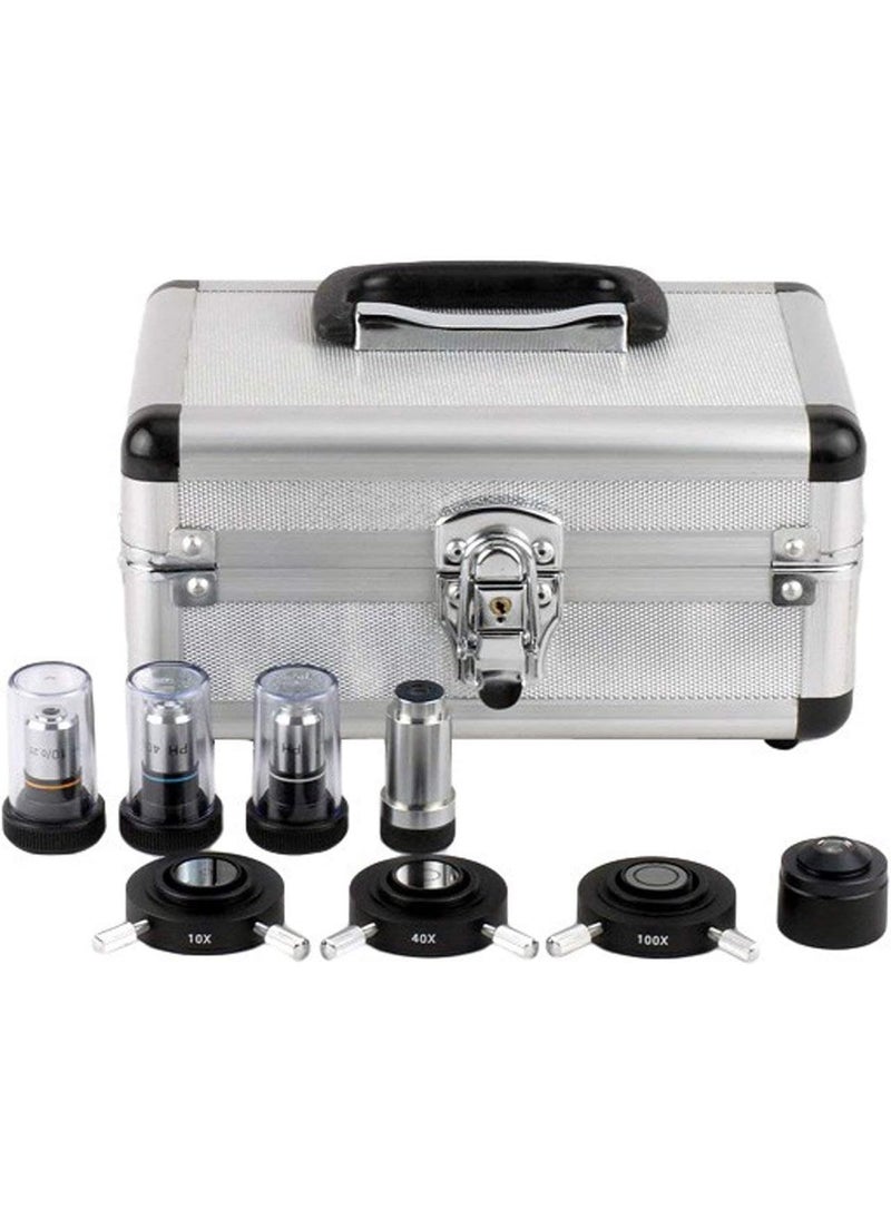AmScope AmScope T390BPCS Professional Compound Trinocular Microscope 40X2000X Magnification WF10x and WF20x Eyepieces Brightfield and PhaseContrast Halogen Illumination Abbe Condenser DoubleLayer Mechanical Stage 110V220V AutoSwitching Includes 3 PhaseContrast Objectives with Rings  - Image 2