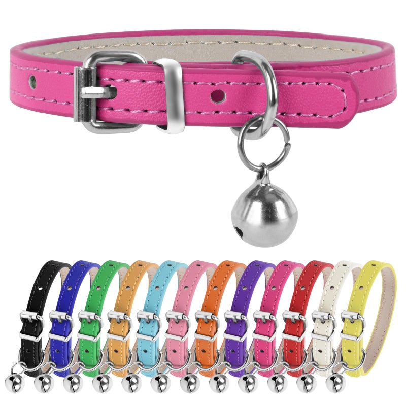 ChengFu XXS Dog Collar Teacup Dog Collar, Pink Dog Collars, Teacup Dog Collars for Small Dogs Cats, Pink, 3/8 inch Width - Image 1