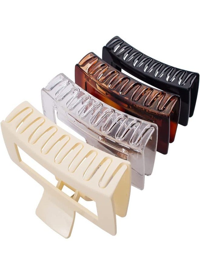 SHIDARA 4 Pack Extra Large Hair Claw Clips for Women, 5'' Hair Clips for Thick and Long Hair, 90's Non-slip Square Jaw Clips for Curly Hair, Strong Hold Bright Hair Clamps - Image 1