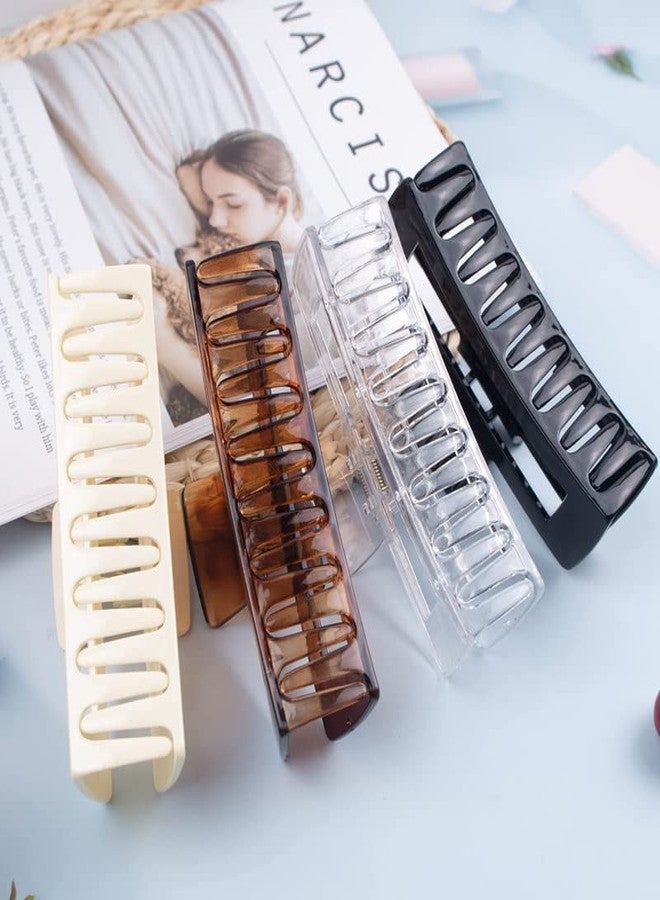 SHIDARA 4 Pack Extra Large Hair Claw Clips for Women, 5'' Hair Clips for Thick and Long Hair, 90's Non-slip Square Jaw Clips for Curly Hair, Strong Hold Bright Hair Clamps - Image 5