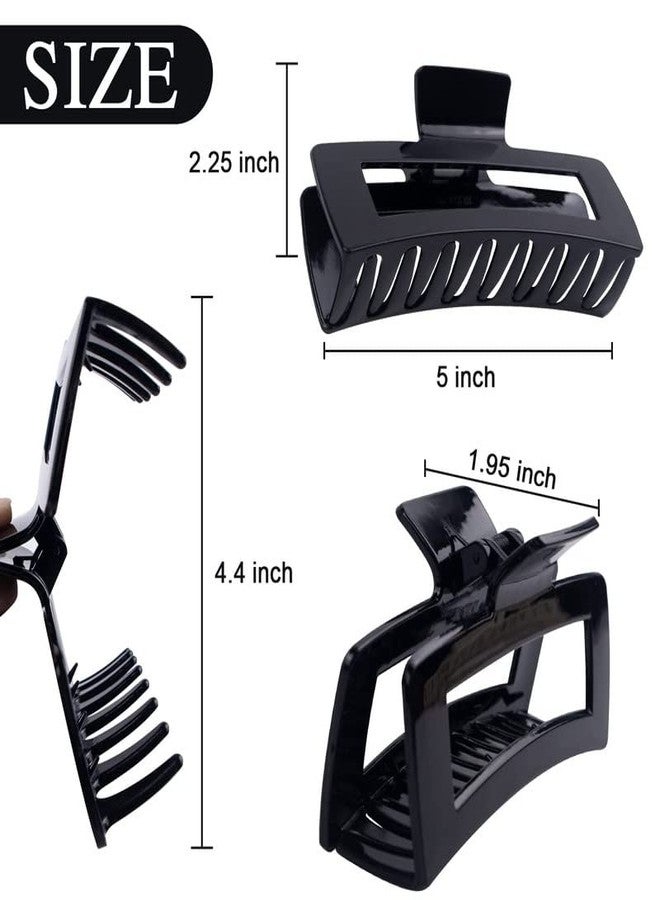 SHIDARA 4 Pack Extra Large Hair Claw Clips for Women, 5'' Hair Clips for Thick and Long Hair, 90's Non-slip Square Jaw Clips for Curly Hair, Strong Hold Bright Hair Clamps - Image 4