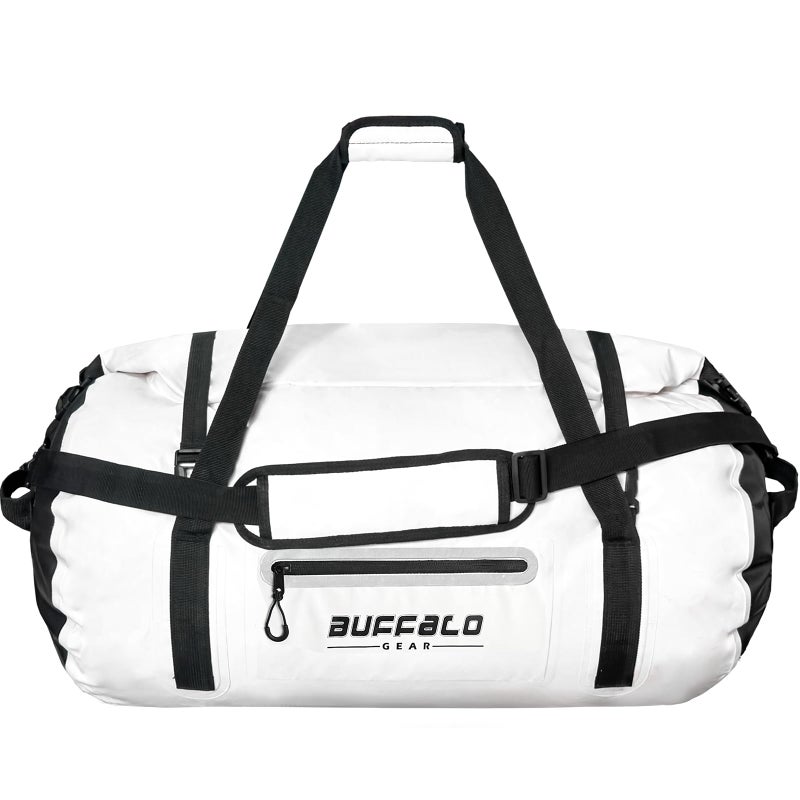 Buffalo Gear Waterproof Duffle Bag 80L Travel Duffel Dry Bag for Kayaking Rafting Boating Fishing Camping White