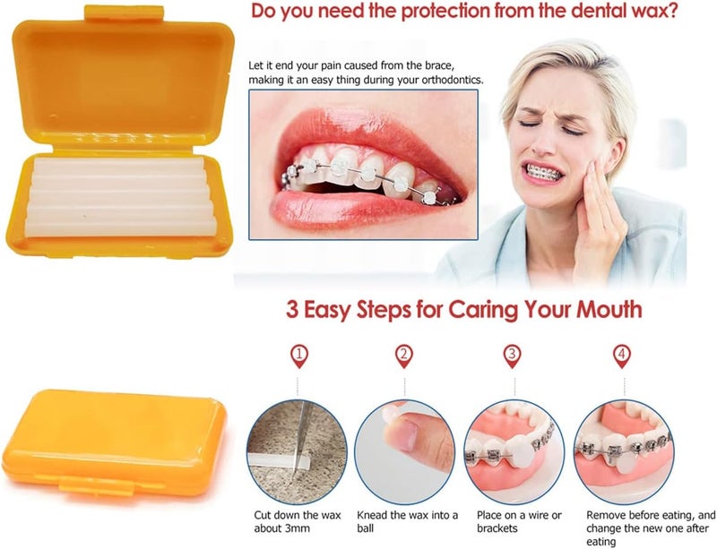 Ceonam Braces Cleaning Kit for Teeth, Portable Orthodontic Toothbrush Kit Oral Care Dental Travel Kit - Interdental Brush Dental Wax Dental Floss Toothbrush Box (Orange) - Image 3