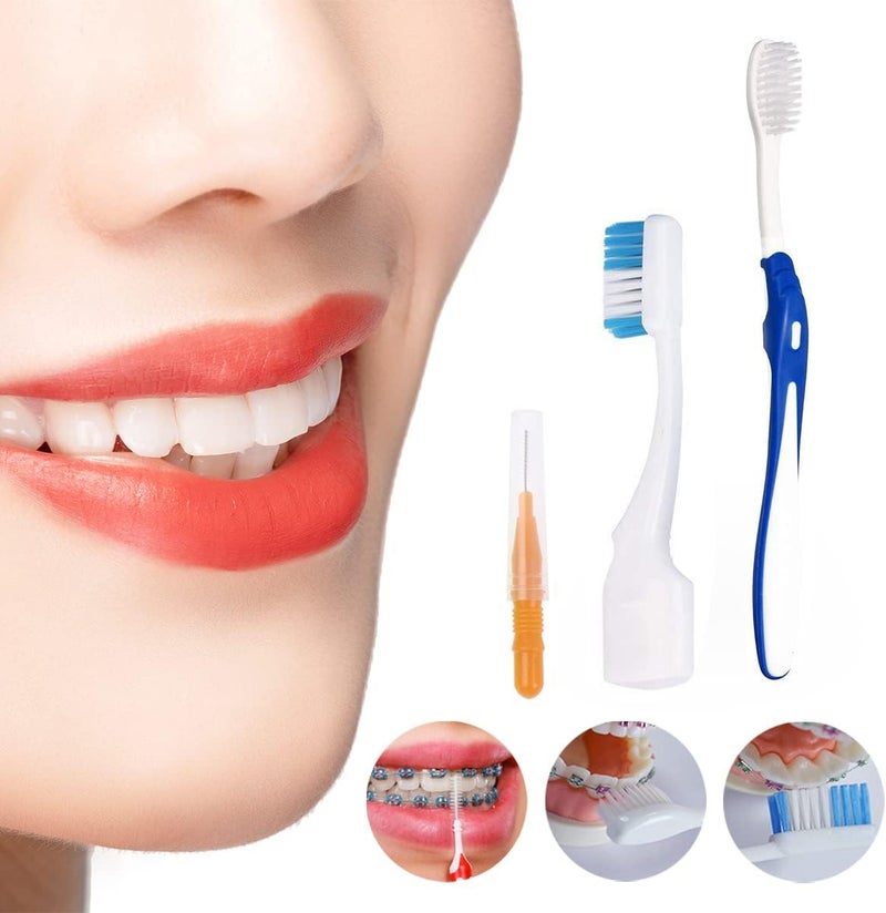 Ceonam Braces Cleaning Kit for Teeth, Portable Orthodontic Toothbrush Kit Oral Care Dental Travel Kit - Interdental Brush Dental Wax Dental Floss Toothbrush Box (Orange) - Image 4