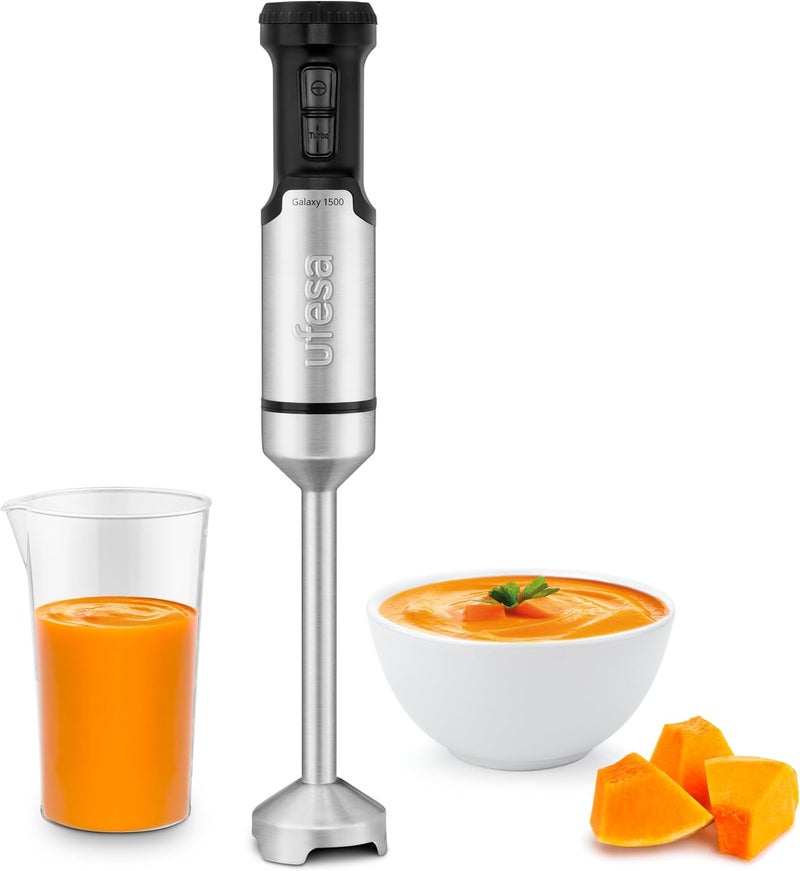 Ufesa Galaxy Hand Blender, Power 1500 W, Variable Speed Control + Turbo, 4 Stainless Steel Blades, Ergonomic and Splash-free Design, Measuring Cup, BPA-Free - Image 1
