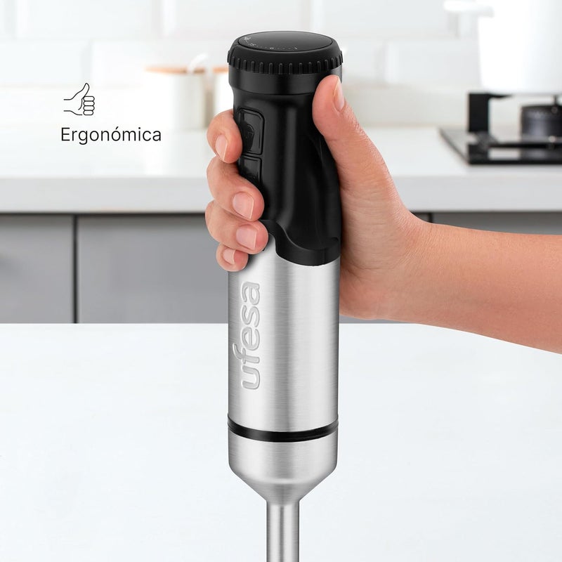 Ufesa Galaxy Hand Blender, Power 1500 W, Variable Speed Control + Turbo, 4 Stainless Steel Blades, Ergonomic and Splash-free Design, Measuring Cup, BPA-Free - Image 2