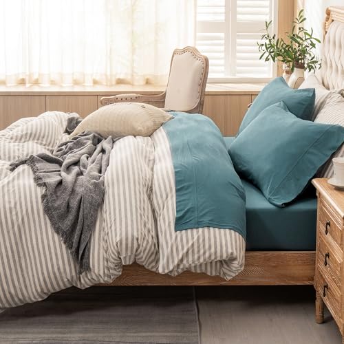PURE ERA Jersey Knit 4pc Bed Sheet Set 100% T-Shirt Cotton Super Soft Comfy Breathable Fits Mattress Up to 20" Extra Deep Pocket (Solid Cerulean Blue, King) - Image 3