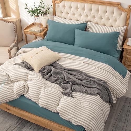 PURE ERA Jersey Knit 4pc Bed Sheet Set 100% T-Shirt Cotton Super Soft Comfy Breathable Fits Mattress Up to 20" Extra Deep Pocket (Solid Cerulean Blue, King) - Image 4