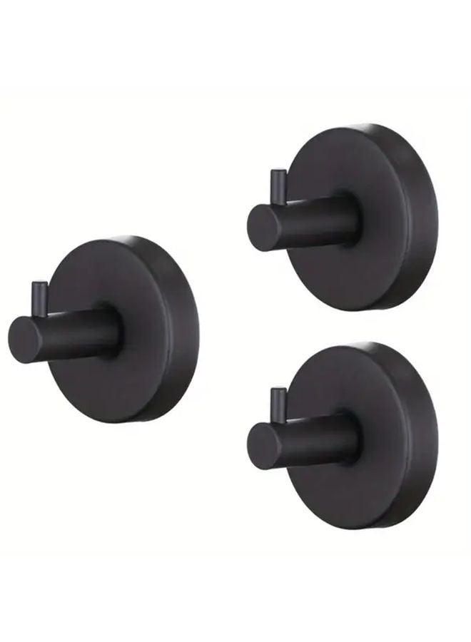 Black Stainless Steel Suction Cup Hooks No Drilling Adhesive Free Towel Holder - Image 1