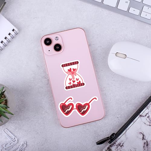 D2C Valentine Day Sticker Pack, 54 Pieces Love-Themed Waterproof Decals, Romantic Designs for Laptops, Journals, Scrapbooks & Gift Wrapping – Aesthetic Couple & Heart Designs Glitter Finish - Image 3
