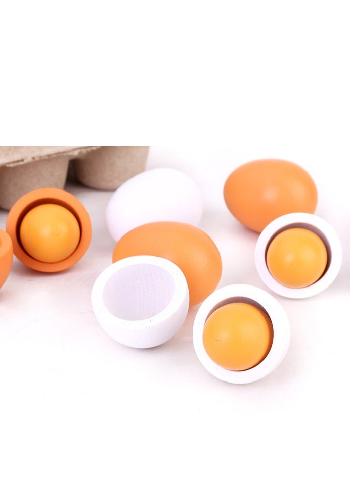 6-Piece Lightweight Portable Compact Wooden Eggs Kindergarten Kitchen Toy Set - Image 2