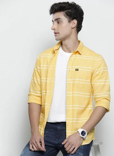 The Indian Garage Co Men Slim Fit Striped Full Sleeves Spread Collar Casual Shirt