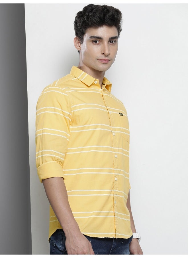 Yellow Slim Fit Casual Striped Shirt - pzsku/Z6D7DF8213D1E16CE2245Z/45/_/1735968737/fbcee2b2-2050-4aec-bcd7-ec354bc81a3d