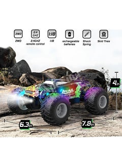 Apexma 2.4ghz Remote Control LED Light 1:18 Scale Rechargeable Speeding Off-Road Vehicle - Toy Bigfoot Jeep - Full Function Lighted Off-Road Car  - Image 2