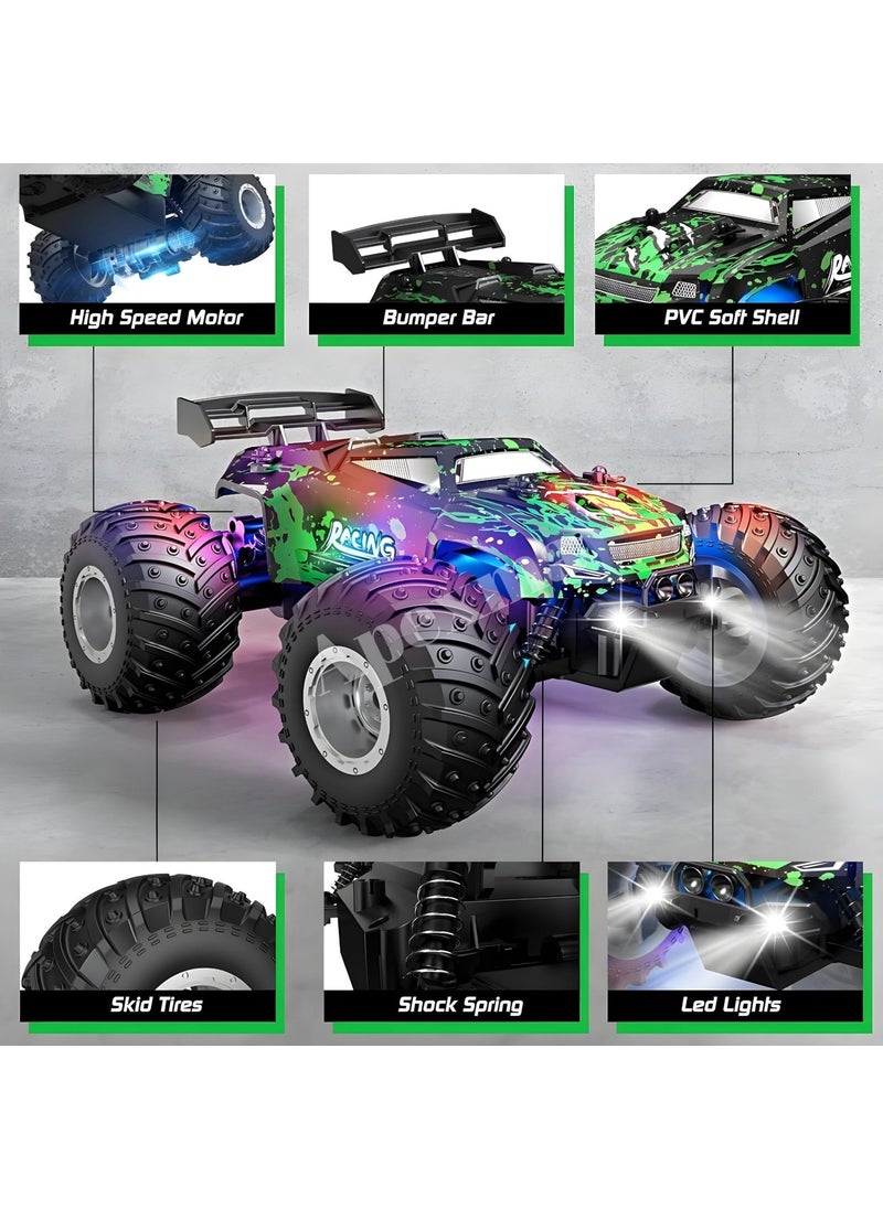 Apexma - 2.4ghz Remote Control LED Light 1:18 Scale Rechargeable Speeding Off-Road Vehicle - Toy Bigfoot Jeep - Full Function Lighted Off-Road Car - Image 1