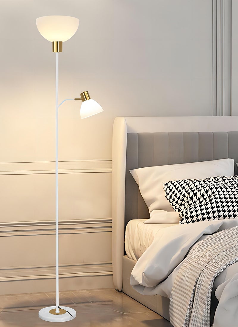Sharpdo 3-Color Light Source Vertical Modern Living Room Eye Protection Floor Lamp with Foot Switch Marble Base Bedroom Study Bedside Lamp-12W White 22x25x165 centimeter - Image 2