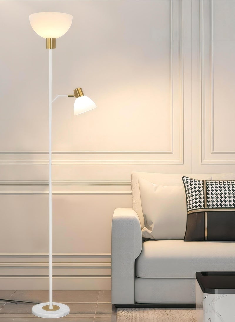 Sharpdo 3-Color Light Source Vertical Modern Living Room Eye Protection Floor Lamp with Foot Switch Marble Base Bedroom Study Bedside Lamp-12W White 22x25x165 centimeter - Image 3