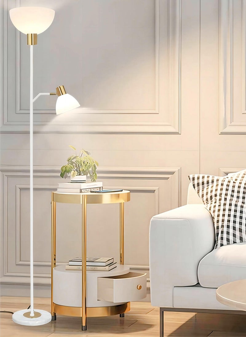 Sharpdo 3-Color Light Source Vertical Modern Living Room Eye Protection Floor Lamp with Foot Switch Marble Base Bedroom Study Bedside Lamp-12W White 22x25x165 centimeter - Image 4