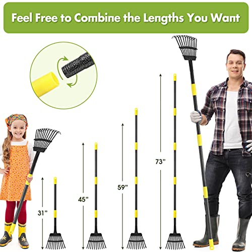 INFLATION Rake for Leaves, Heavy Duty Small Leaf Rakes for Lawns & Yard with 78” Length 8.5” Width 11 Metal Tines, Lightweight Gardening Rake for Women Men Kids for Shrub,Grass,Mulch - Image 3