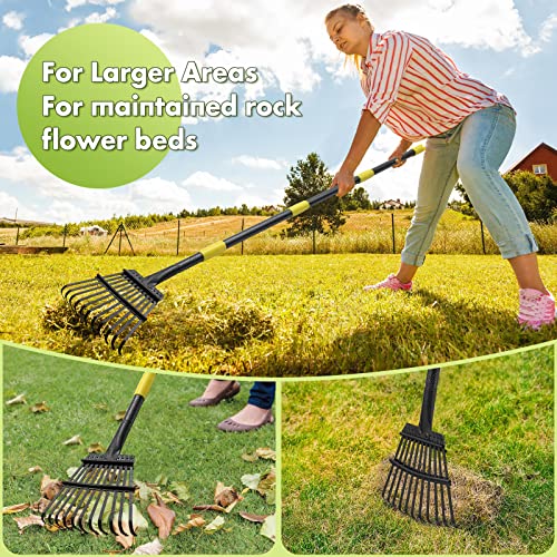 INFLATION Rake for Leaves, Heavy Duty Small Leaf Rakes for Lawns & Yard with 78” Length 8.5” Width 11 Metal Tines, Lightweight Gardening Rake for Women Men Kids for Shrub,Grass,Mulch - Image 4
