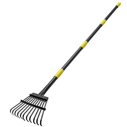 INFLATION Rake for Leaves, Heavy Duty Small Leaf Rakes for Lawns & Yard with 78” Length 8.5” Width 11 Metal Tines, Lightweight Gardening Rake for Women Men Kids for Shrub,Grass,Mulch - Image 1