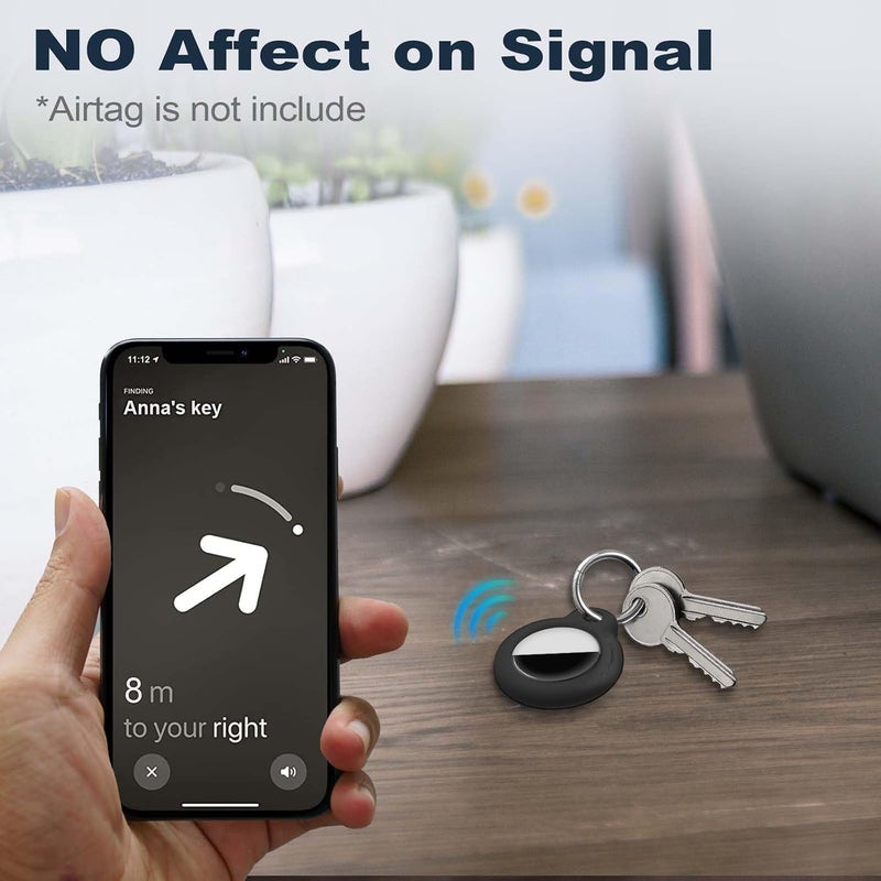 4 حزمة مقاومة للماء لحامل Airtag، حافظة Air Tag مع سلسلة مفاتيح، PC صلب + TPU مقاوم للصدمات ومقاوم للخدش لحالة Airtags، أسود/أبيض/أرجواني/أحمر وردي - Image 4