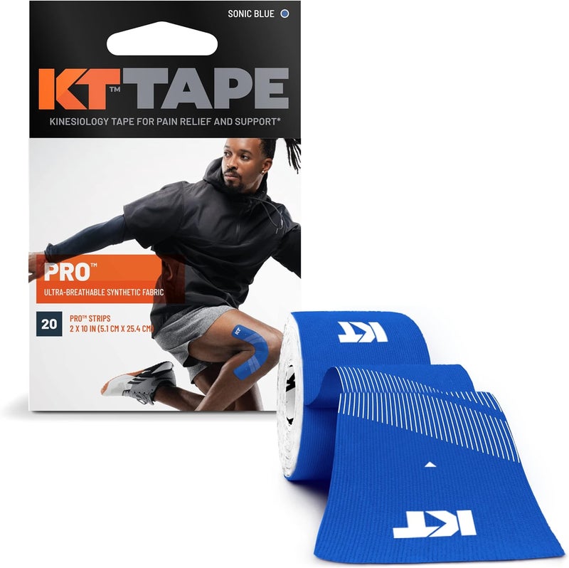 KT Tape Pro 20 Strip Synthetic Precut Kinesiology Tape Sonic Blue 254 cm - Image 1