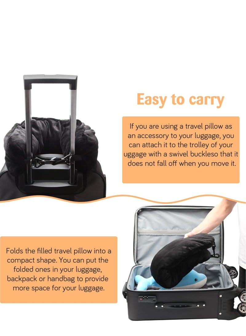SOLARAE Travel Pillow Stuffable with Clothes, Transformable and Expandable Luggage Carry-On Solution, Fits 3 Days' Essentials, Only Travel Pillowcase, No Filler, Black Elastic Velvet - Image 3