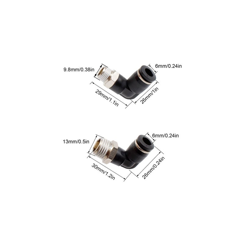Barakah Pneumatic Connectors, Two Different Models of (6MM × 1/4" and 6MM × 1/8") Male Thread Quick Fittings Black Air Fittings Adapter for Trachea and Automation Equipment, Can be Used for DIY Tools (4 Pcs) - Image 5