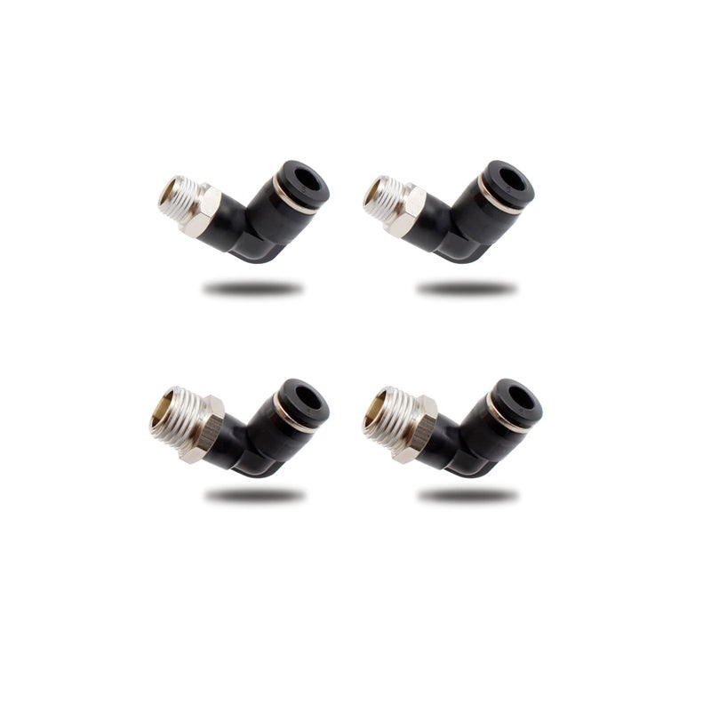 Barakah Pneumatic Connectors, Two Different Models of (6MM × 1/4" and 6MM × 1/8") Male Thread Quick Fittings Black Air Fittings Adapter for Trachea and Automation Equipment, Can be Used for DIY Tools (4 Pcs) - Image 1