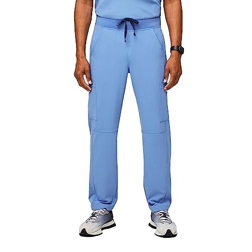 FIGS Axim Cargo Scrub Pants for Men – Ceil Blue, Short XS - Image 1