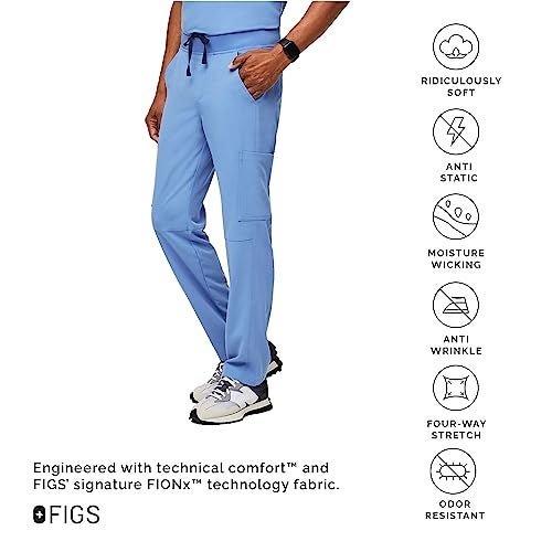 FIGS Axim Cargo Scrub Pants for Men – Ceil Blue, Short XS - Image 3