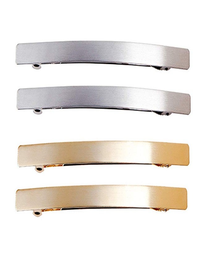 Luzen 4Pcs 4" Metal Hair Clip Metal Hair Pins French Styles Hair Barrettes Spring Hair Clips Hair Accessories for Girls Women Ladies, Gold and Silver Each 2Pcs - Image 1