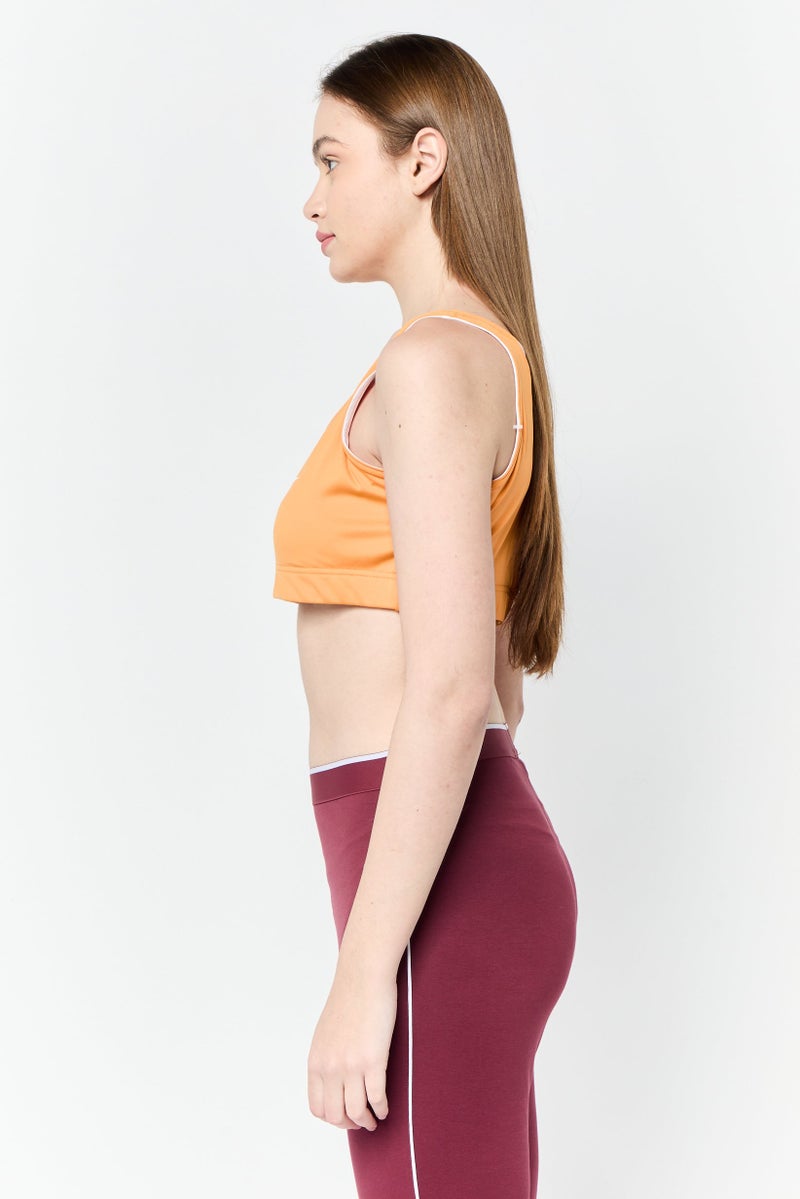 Reebok Women Brand Logo Non Padded Sports Bra, Orange - Image 3