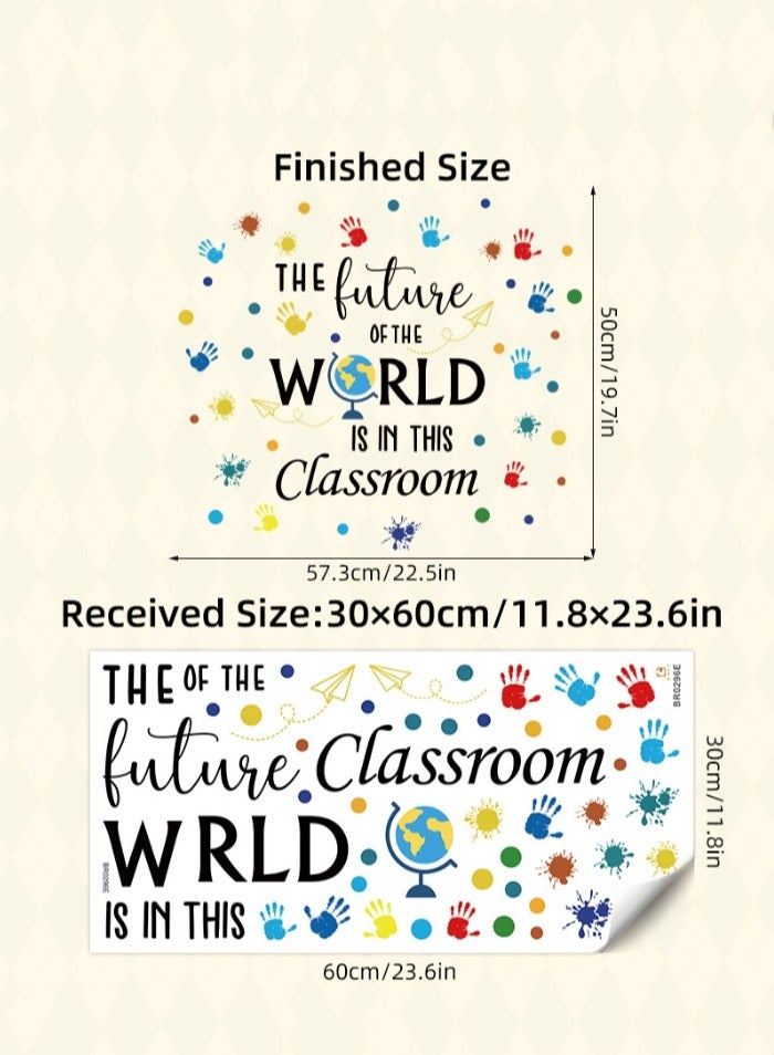 BF HOME Children's Fun Graffiti Wall Sticker, "The Future of The World is in This Classroom" Self-Adhesive Decal for Kindergarten, Nursery, Playroom Decor - Image 2