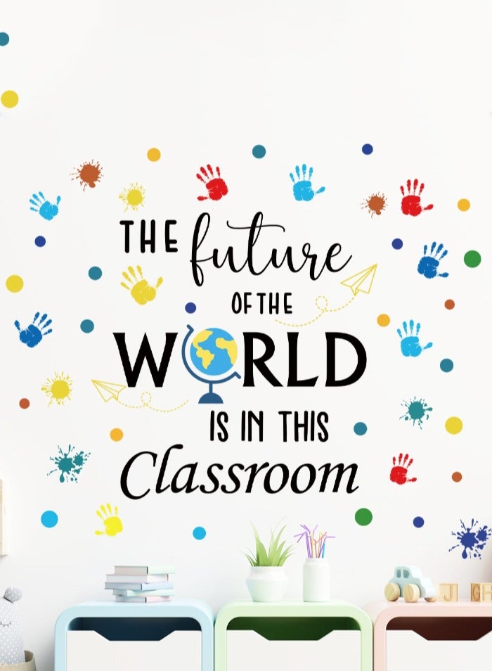 BF HOME Children's Fun Graffiti Wall Sticker, "The Future of The World is in This Classroom" Self-Adhesive Decal for Kindergarten, Nursery, Playroom Decor - Image 3