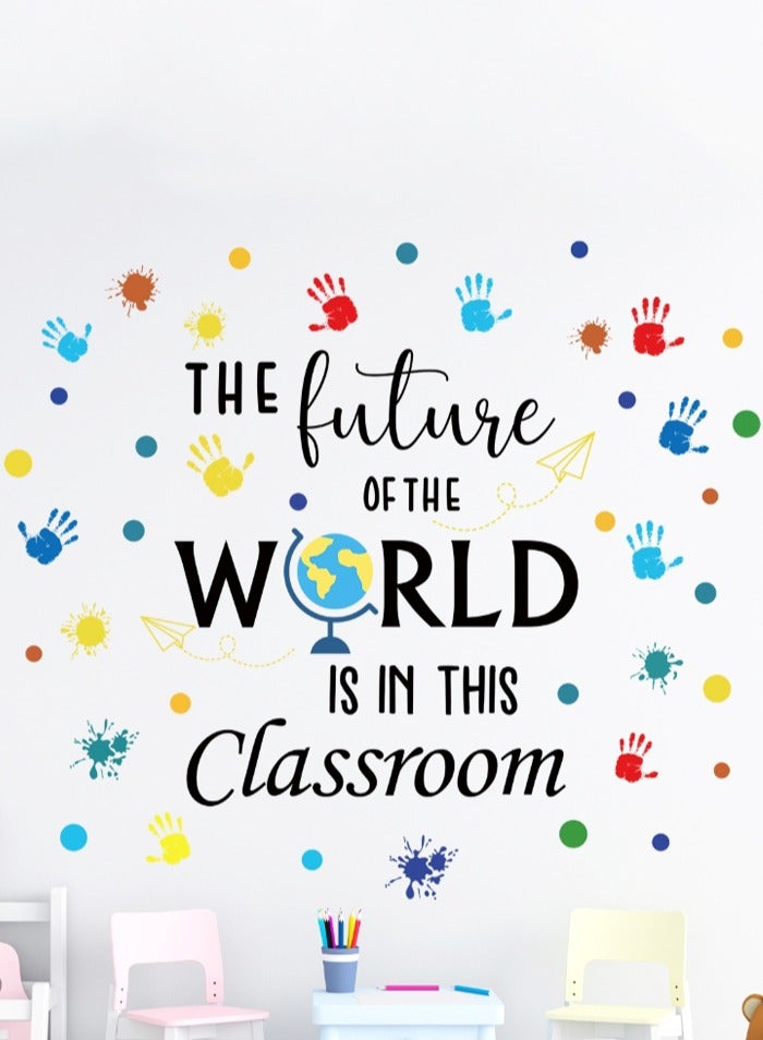 BF HOME Children's Fun Graffiti Wall Sticker, "The Future of The World is in This Classroom" Self-Adhesive Decal for Kindergarten, Nursery, Playroom Decor - Image 4