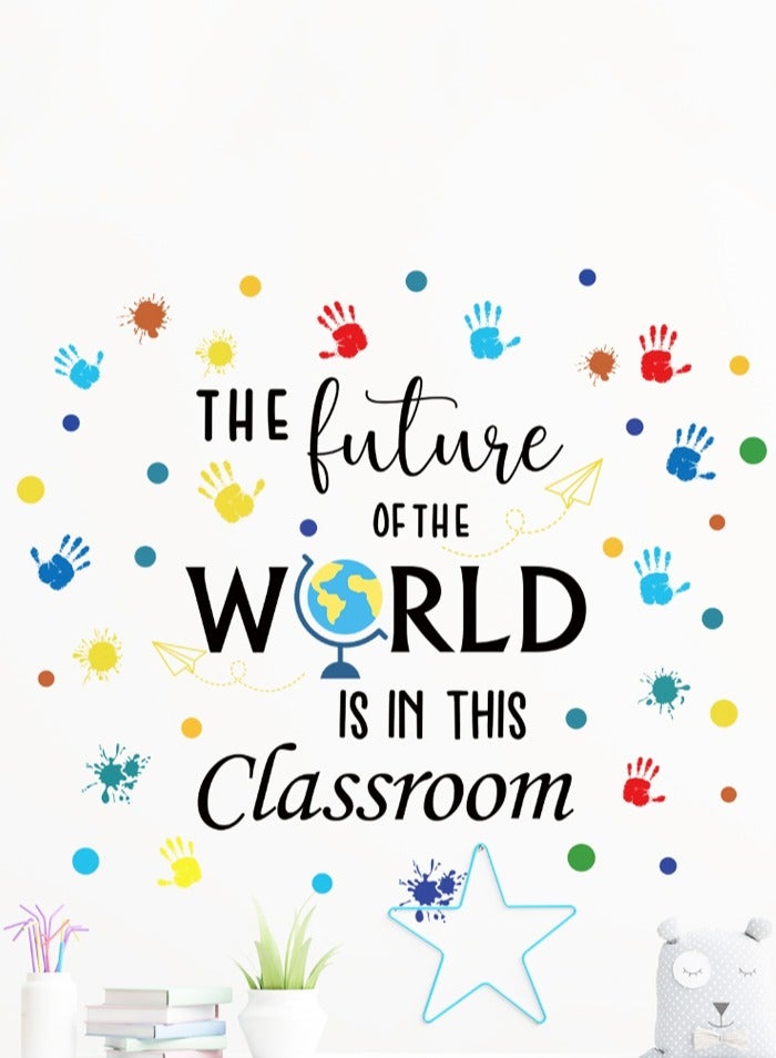 BF HOME Children's Fun Graffiti Wall Sticker, "The Future of The World is in This Classroom" Self-Adhesive Decal for Kindergarten, Nursery, Playroom Decor - Image 5