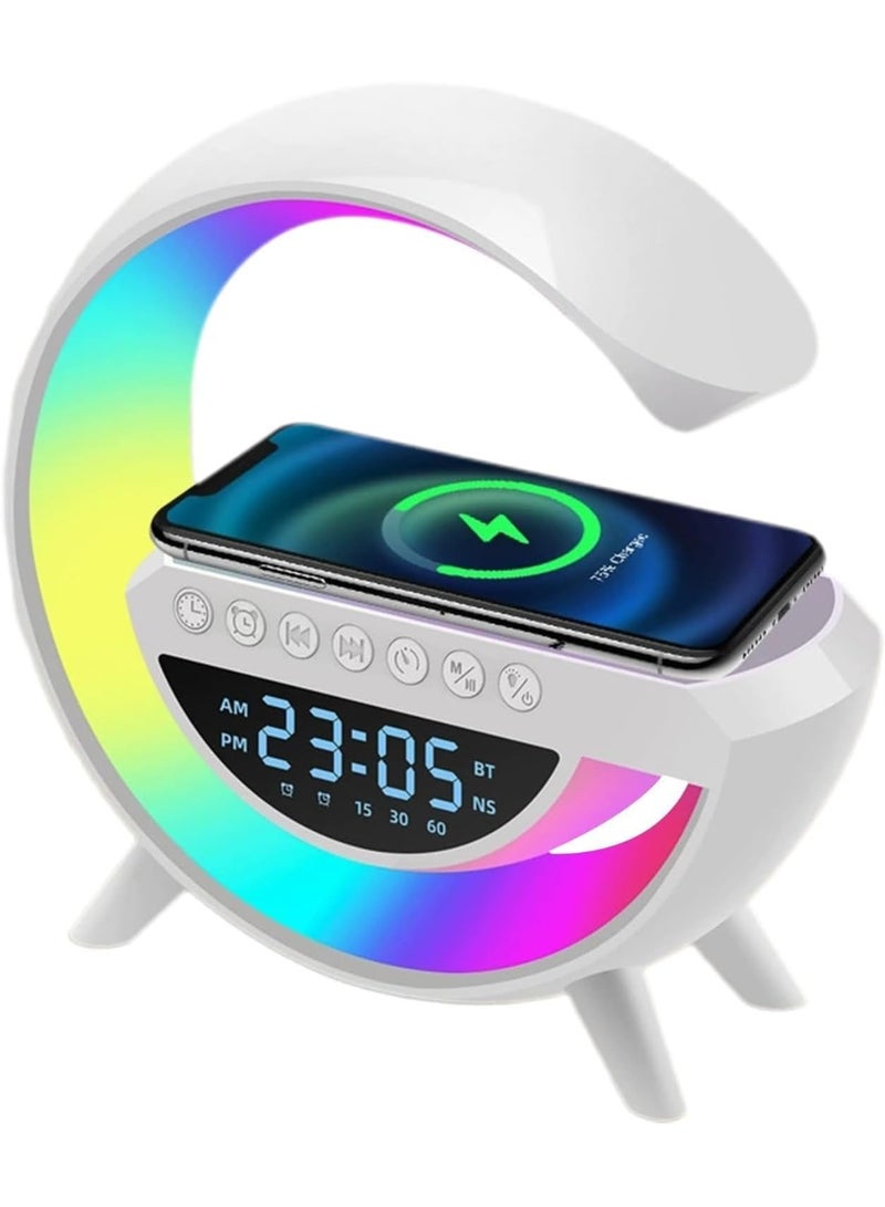 Generic Smart LED Alarm Clock with RGB Ambient Light, Wireless Fast Phone Charger, Bluetooth Speaker, Digital Display & Modern Multi-Function Design for Bedroom and Office - Image 1