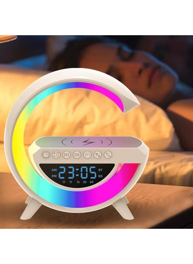 Generic Smart LED Alarm Clock with RGB Ambient Light, Wireless Fast Phone Charger, Bluetooth Speaker, Digital Display & Modern Multi-Function Design for Bedroom and Office - Image 2