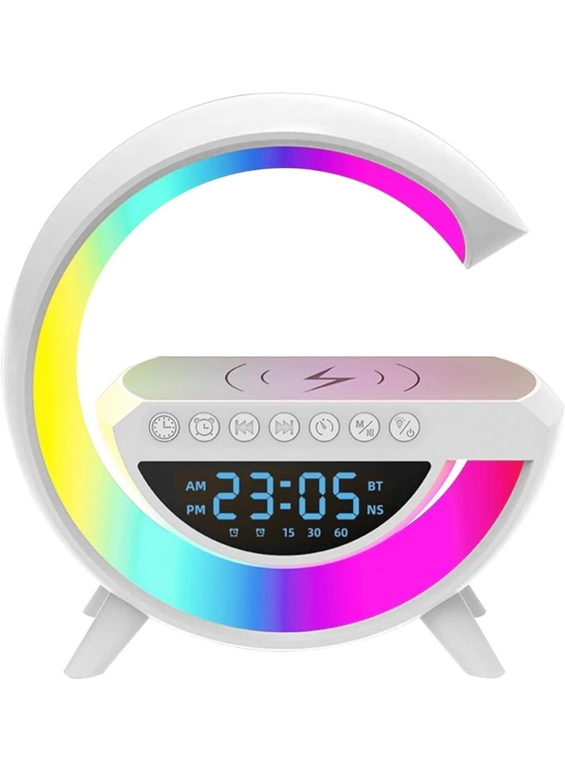 Generic Smart LED Alarm Clock with RGB Ambient Light, Wireless Fast Phone Charger, Bluetooth Speaker, Digital Display & Modern Multi-Function Design for Bedroom and Office - Image 4