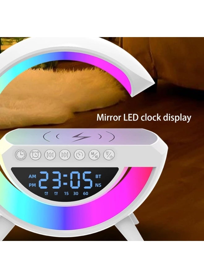 Generic Smart LED Alarm Clock with RGB Ambient Light, Wireless Fast Phone Charger, Bluetooth Speaker, Digital Display & Modern Multi-Function Design for Bedroom and Office - Image 5