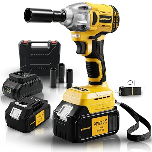 Tomahawk 20V Brushless Cordless Impact Wrench T8582, 300Nm Torque, ½” Square Drive + ¼” Hex, 2×3.0Ah Batteries, LED Light, Heavy Duty Professional Tool - Image 1