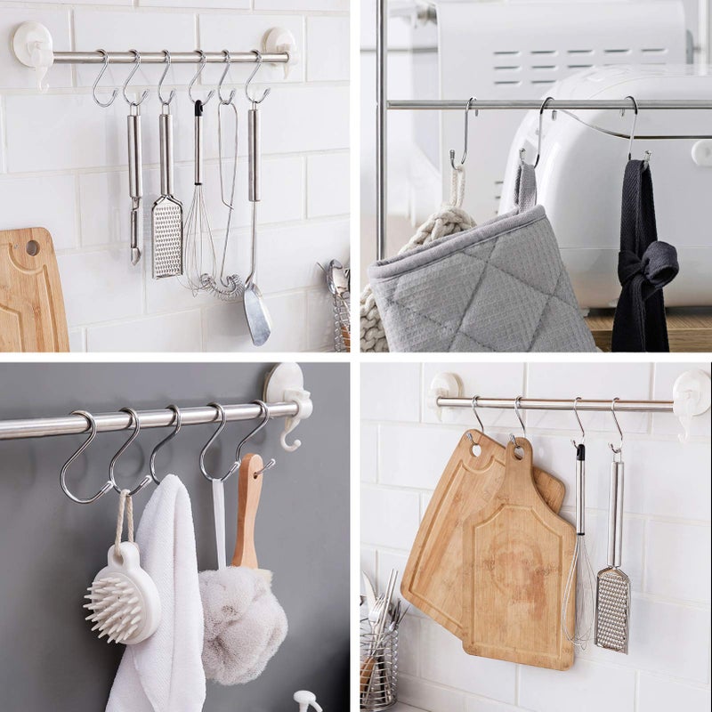 Myfolrena 20 Pack S Hooks for Hanging, 3.4 Inch Metal S Shaped Hook Heavy Duty Hanging Hooks for Pots, Pans, Plants, Bags, Cups, Clothes (Silver) - Image 2