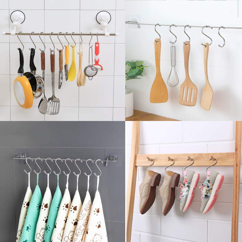 Myfolrena 20 Pack S Hooks for Hanging, 3.4 Inch Metal S Shaped Hook Heavy Duty Hanging Hooks for Pots, Pans, Plants, Bags, Cups, Clothes (Silver) - Image 4