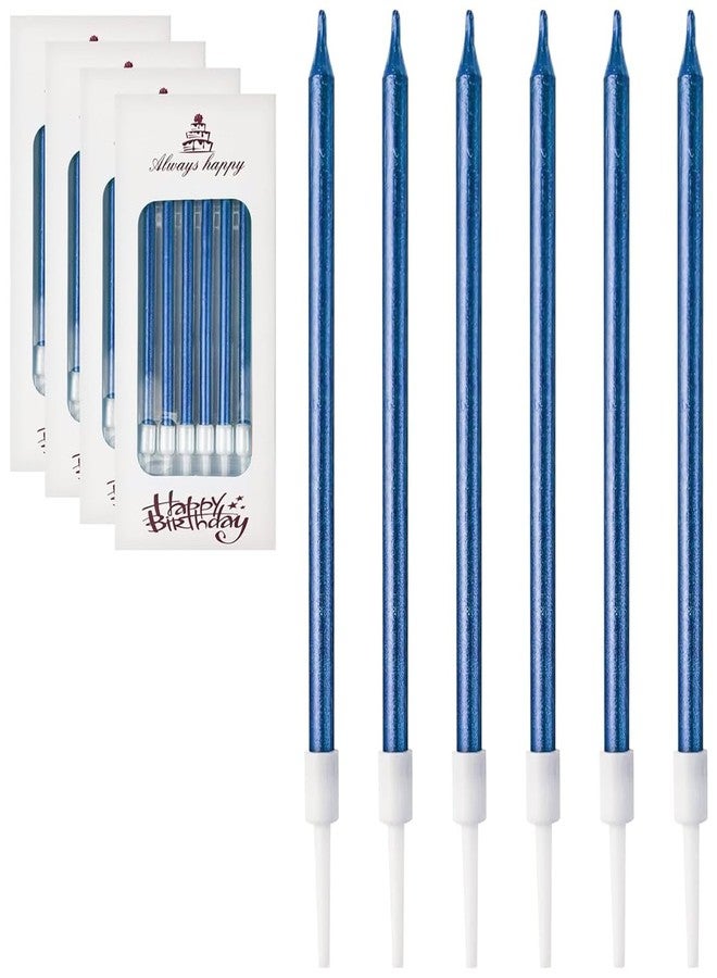 Festiko® Blue Metallic Candles for Birthday, Birthday Candle for Cake Decoration, Decoration Item for Cake - (Pack of 6 Pcs) - Image 1